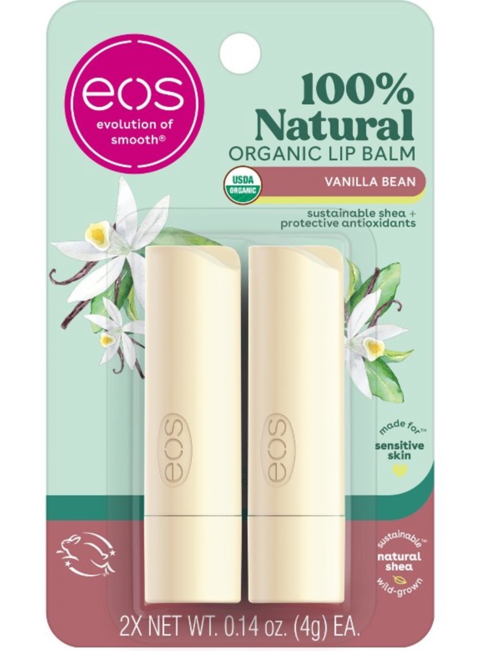 eos 100% Natural Vanilla Bean Organic Lip Balm Duo